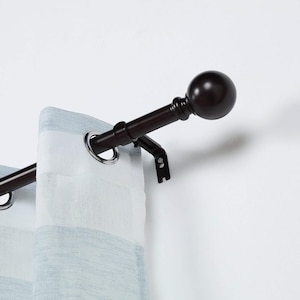 Bronze Metal Curtain Rod Drapery Hardware Set, 42&quot; - 126&quot; Long Adjustable Curtain Pole Rod With Round Finials