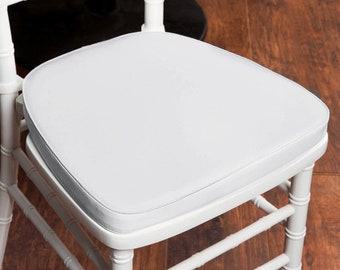 2" Thick White Seat Cushion, Chiavari Chair Pad, Memory Foam Padded Sponge Cushion With Ties and Removable Polyester Cover