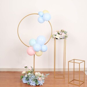 4ft Gold Balloon Column With Hoop Flower Pillar Stand, Metal Arch Table ...