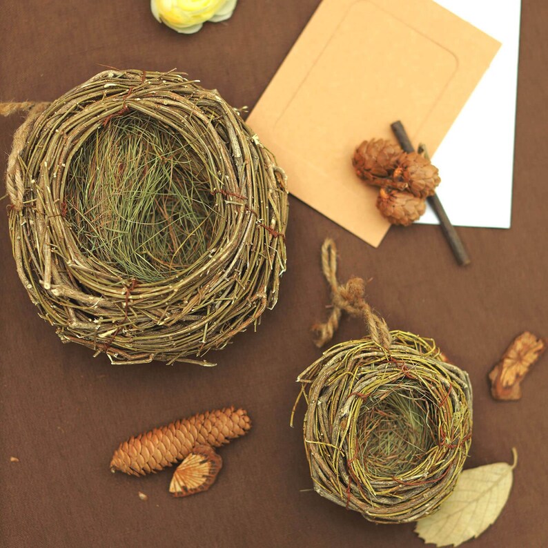 Set of 2 Bird Nest Planter Rattan Bird Nest Planter Etsy