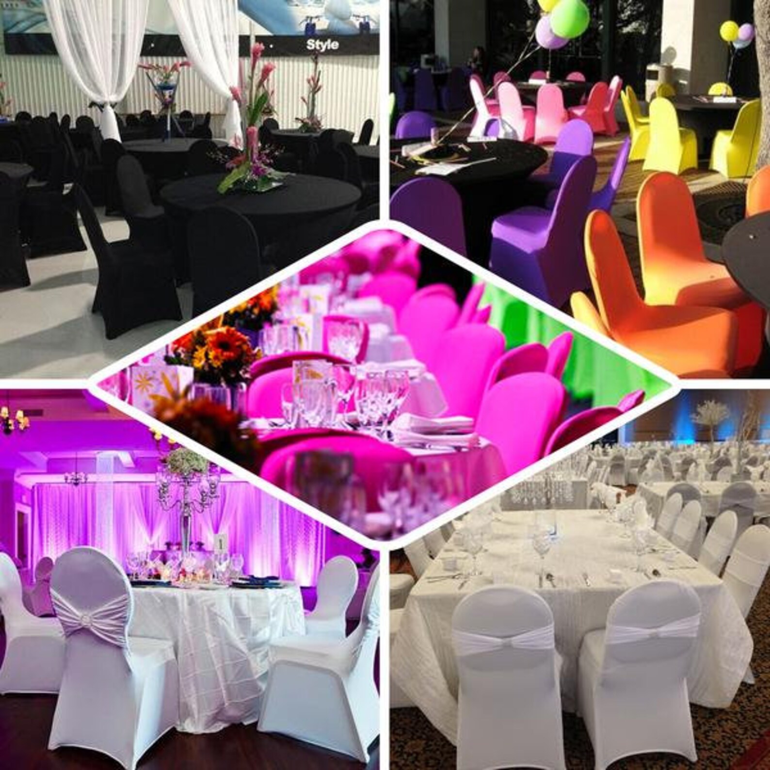 6x Stretch Chair Cover White Spandex Lycra Washable Dining Banquet Wedding Party