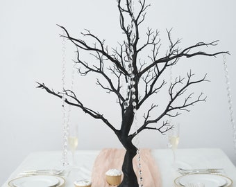 34'' Black Manzanita Centerpiece Tree + 8pcs Acrylic Chains, Table Centerpiece, Wedding Centerpiece, Table Decor
