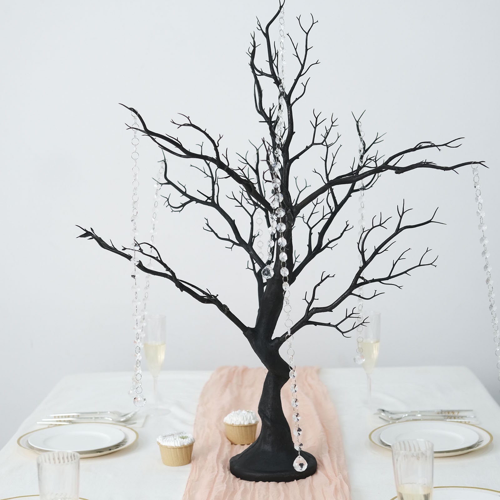 34'' Black Manzanita Centerpiece Tree + 8pcs Acrylic Chains, Table Centerpiece, Wedding Centerpiece, Table Decor