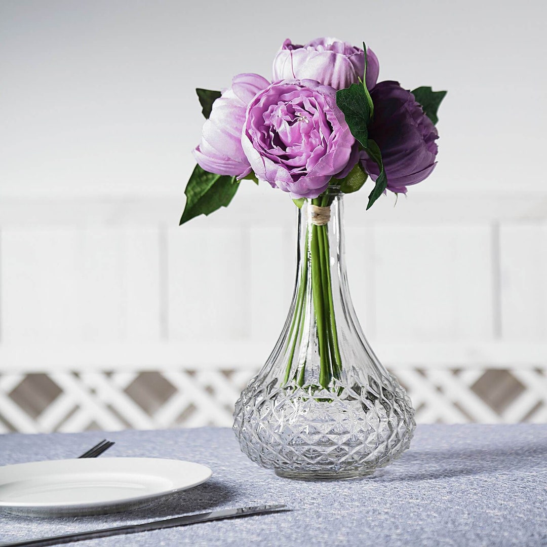 10 Lavender Lilac Silk Peony Bouquet Artificial Flowers, Wedding ...