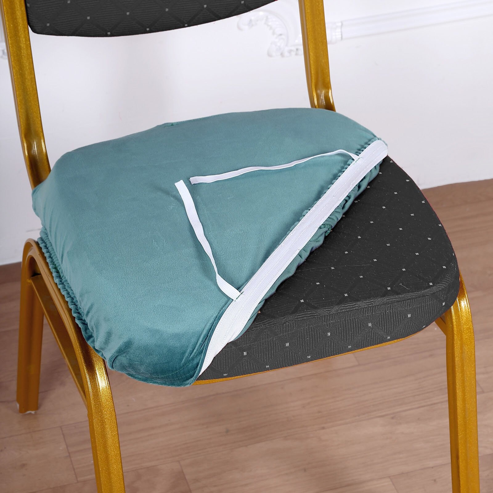 Teal Dining Chair Seat Cover Velvet Chair Cushion Cover With Etsy