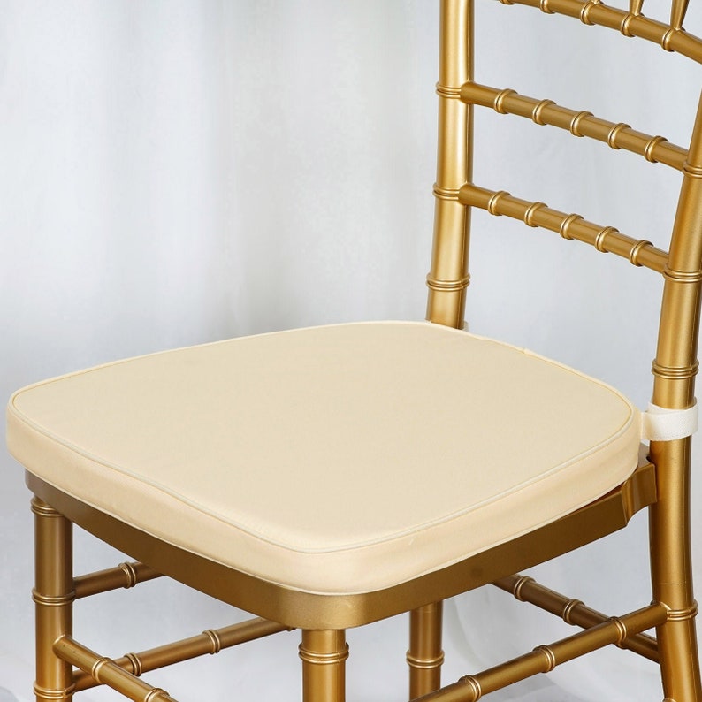 2inch Thick Ivory Chiavari Chair Pad, Memory Foam Seat Cushion With Ties and Removable Cover