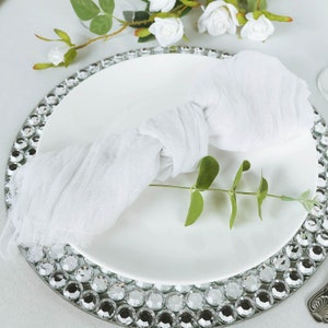 24&quot;x19&quot; Cheesecloth Napkins, Cotton Gauze Dinner Napkins, Gauze Napkins, Wedding Table Decor - 5 Pack | White