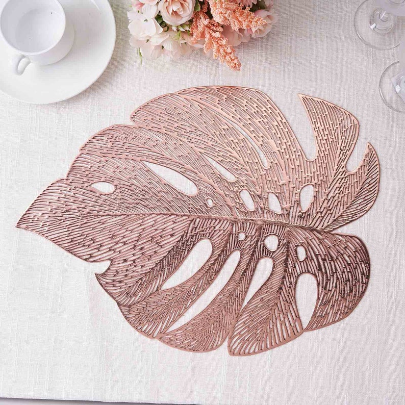 18 Monstera Leaf Placemat Metallic Dining Table Mats Etsy