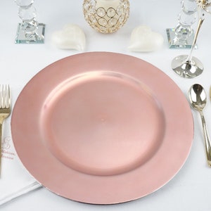 Set of 6 | 13" Blush Rose Gold Charger Plates, Acrylic Plate Chargers, Plastic Chargers, Round Charger Plates, Dining & Serving, Reception