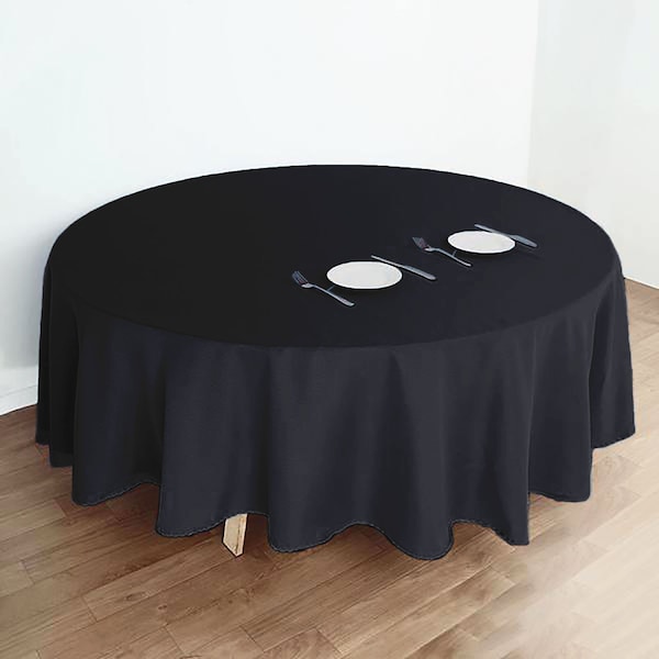108" Black Polyester Round Tablecloth