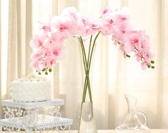 2 Stems - 40" Pink Artificial Long Stem Orchids, Silk Flowers Orchid Bouquet, Silk Orchid Flowers, Wedding Flower, Vase Flowers, Table Decor