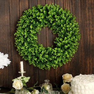 2 Pack 21 Green Spring Wreath, Lifelike Artificial Eucalyptus Leaves ...