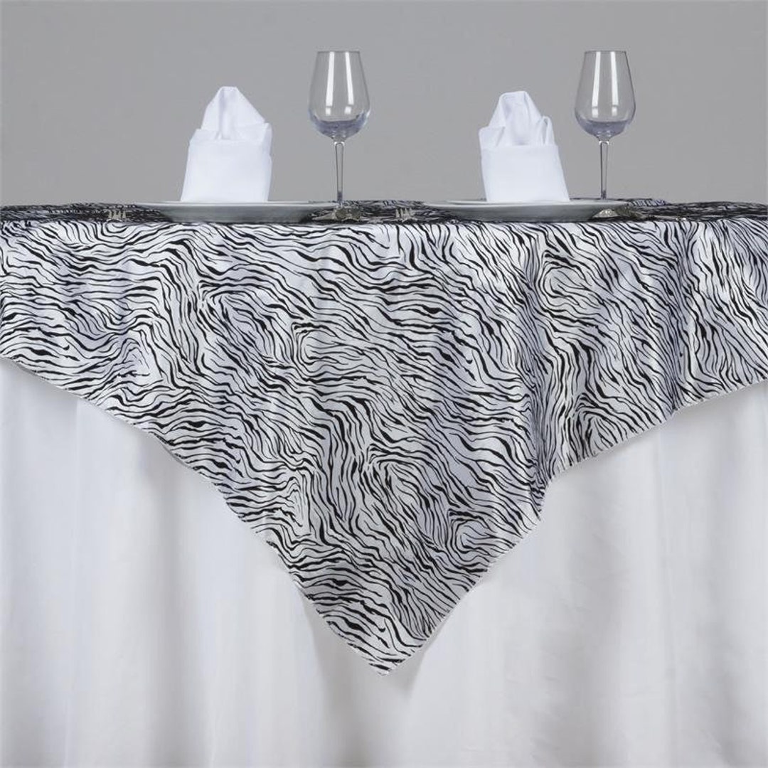 72" Square Black/white Taffeta Tiger Print Table Overlay, Jungle Theme Party Decoration - Etsy