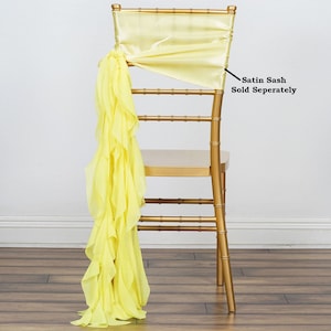 Set of 6 Strands - Yellow Chiffon Sash For Chair Decor, Wedding Chair Sash, Chiavari Chair Sashes