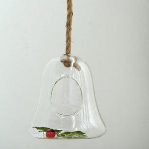 12&quot; Terrarium Bell Glass Globe With Rope, Tea Light Glass Holder, Air Plant Terrarium, Succulent Planter