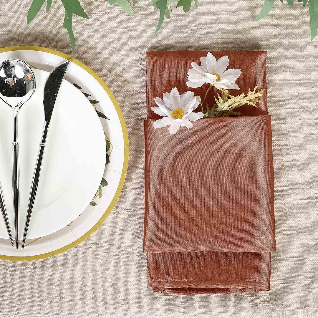 Pack of 5 | Terracotta Satin Napkins, Wedding Dinner Napkins - 20"x20 ...