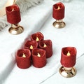 12 Pack Red Glitter LED Flameless Candles, Battery Operated Votive Candles, Tealight Candles, Dripless Candles