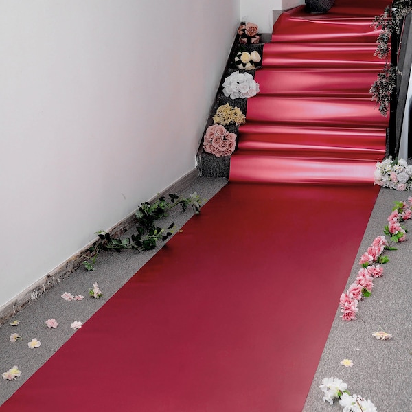 3FT x 65FT Metallic Red Floor Wedding Aisle Runner, Wedding Carpet for Party