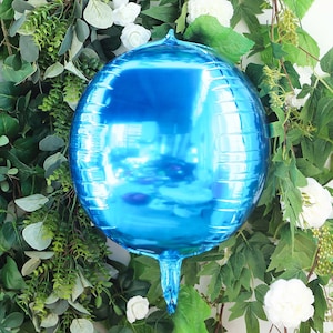 2 Pack 14&quot; Royal Blue 4D Orbz Balloons, Round Sphere Aluminium Foil Mylar Balloons, Birthday Party Balloons