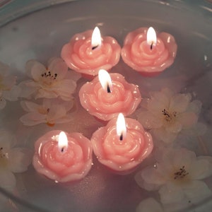 1&quot; Pink Mini Rose Flower Floating Candles, Flower Candles, Rose Candles for Table Decor, Home Decor, Dinner Decor - 12 Pack