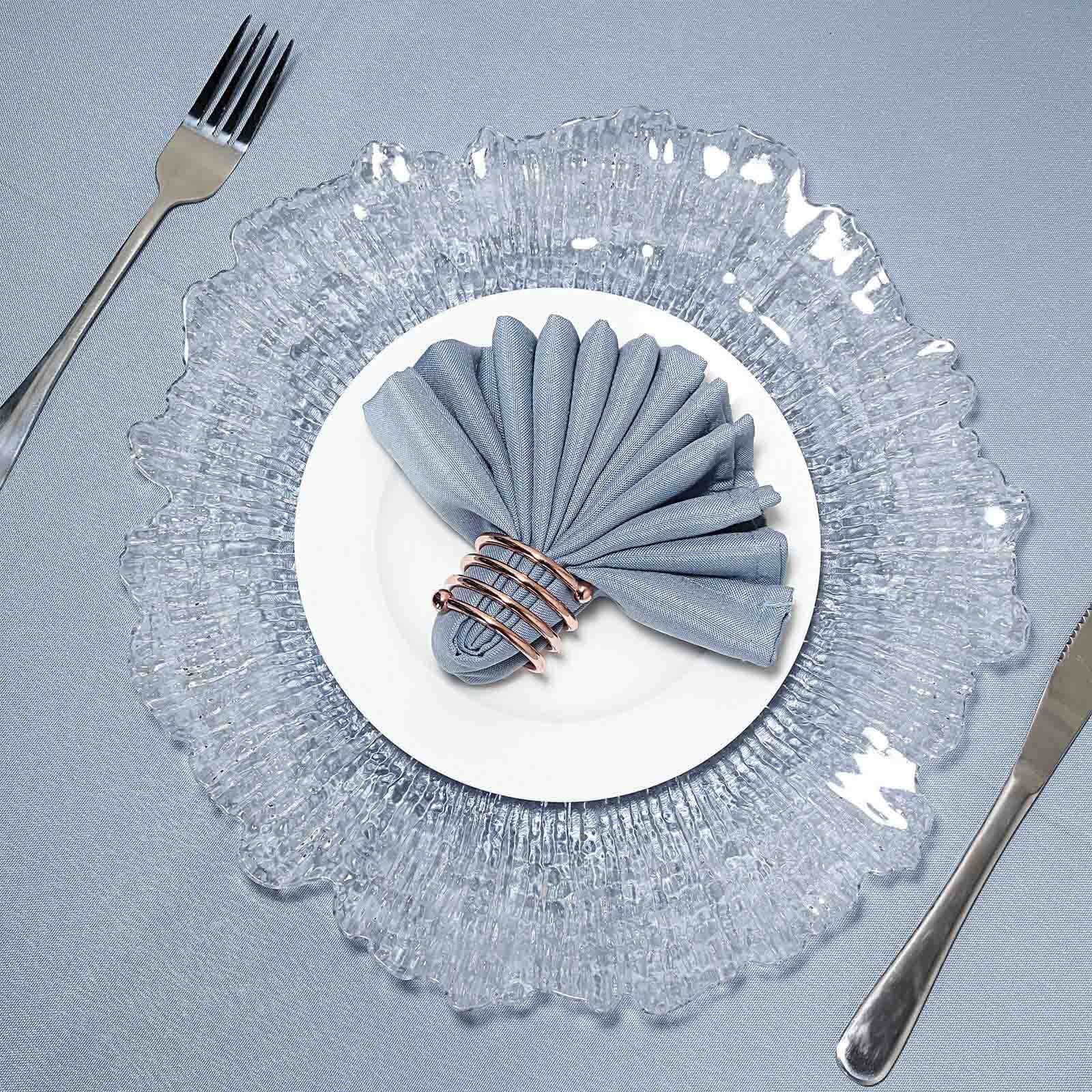 Set of 6 | 13" Clear Reef Plastic Charger Plates, Plate Chargers, Round Charger Plates, Dining & Serving, Reception Table, Dinner Party