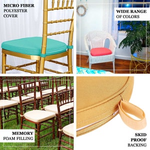 2inch Thick Burgundy Chiavari Chair Pad, Memory Foam Seat Cushion With Ties and Removable Cover