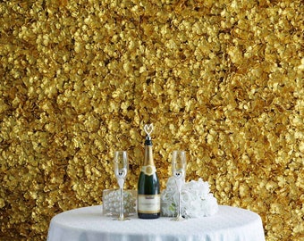 11 Sq ft - 4 Panels Gold Hydrangea Flower Wall Panel For Birthday Party, Wedding Photography Backdrop, Flower Panel, Wedding Decor