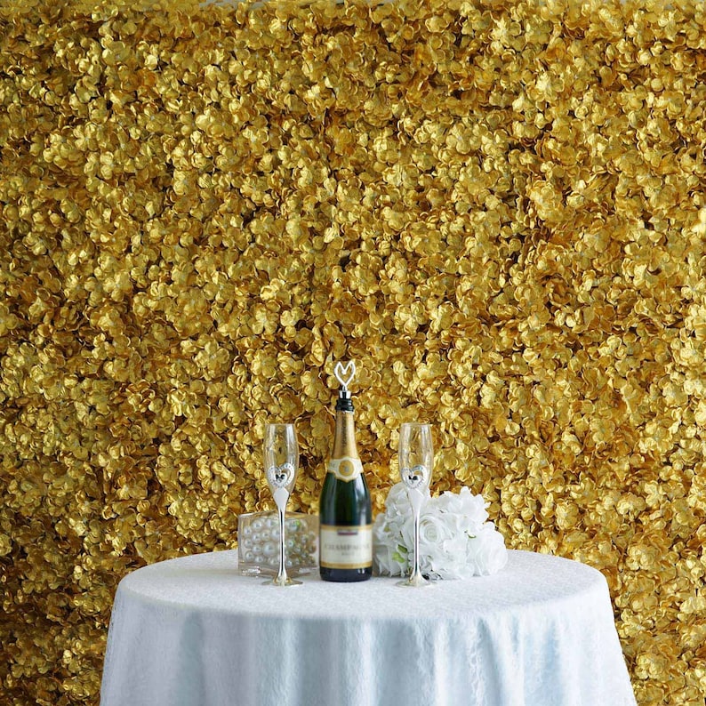 11 Sq ft - 4 Panels Gold Hydrangea Flower Wall Panel For Birthday Party, Wedding Photography Backdrop, Flower Panel, Wedding Decor