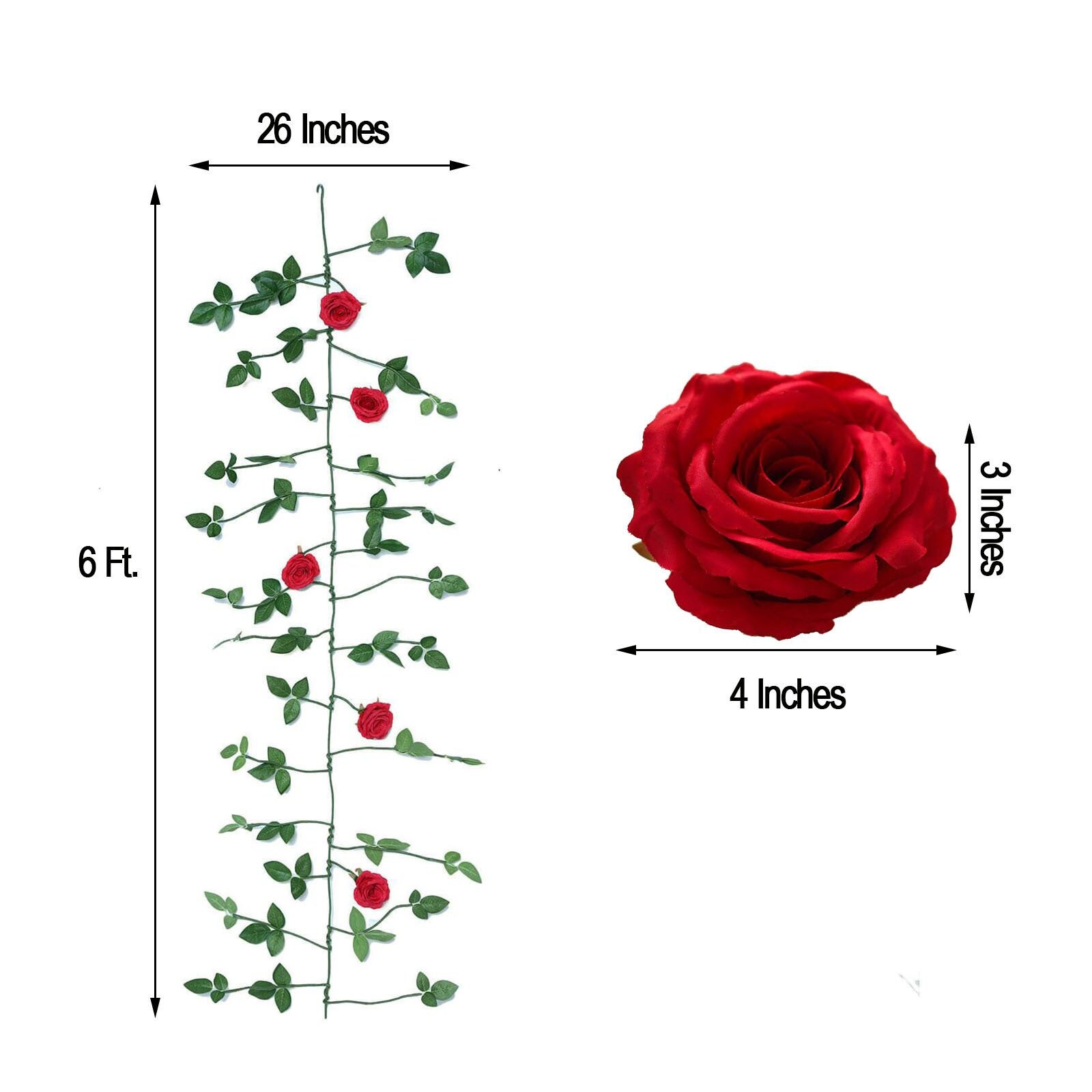 6FT Red Silk Rose Vine Real Touch Rose Garland Hanging Roses - Etsy