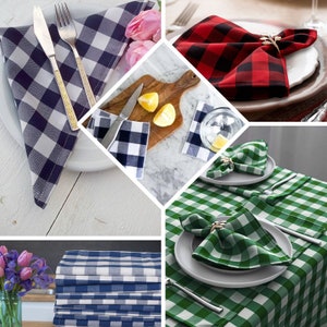 Buffalo Plaid Napkins | 5 Pack | 15x15inch | Red/White | Checkered Gingham Polyester Napkin, Linen Napkins