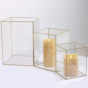 Set of 3 | Clear Acylic Candle Holders, Geometric Terrarium Wedding Table Decor Succulent Floral Display Centerpiece