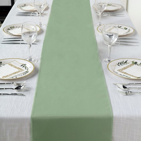 Sage Green Polyester Table Runner, Wedding Table Runners - 12"x108"