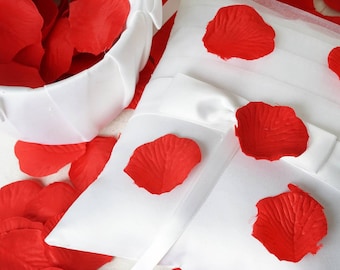 Red Silk Rose Petals, Table Confetti, Floor Scatters, Silk Flowers Petal for Table, Wedding Decor - 500 Petals