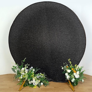 7.5ft Shiny Black 2-Side Spandex Fit Round Wedding Arch Backdrop Cover