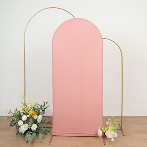 6ft | Matte Dusty Rose Spandex Fitted Wedding Arch Covers For Round Top Chiara Backdrop Stands, Photography Backdrop, Wedding Decor Covers