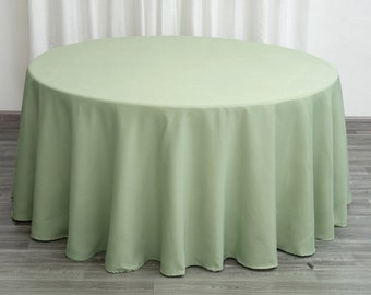 120" Round Polyester Tablecloth, Sage Green Wedding Tablecloth