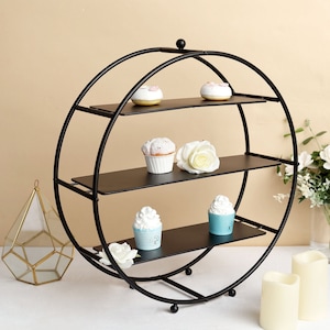21" Matte Black Metal Cupcake Stand, Tiered Cupcake Stand, 3 Tier Dessert Stand, Mini Cupcake Holder, Round Display Stand, Appetizer Stand