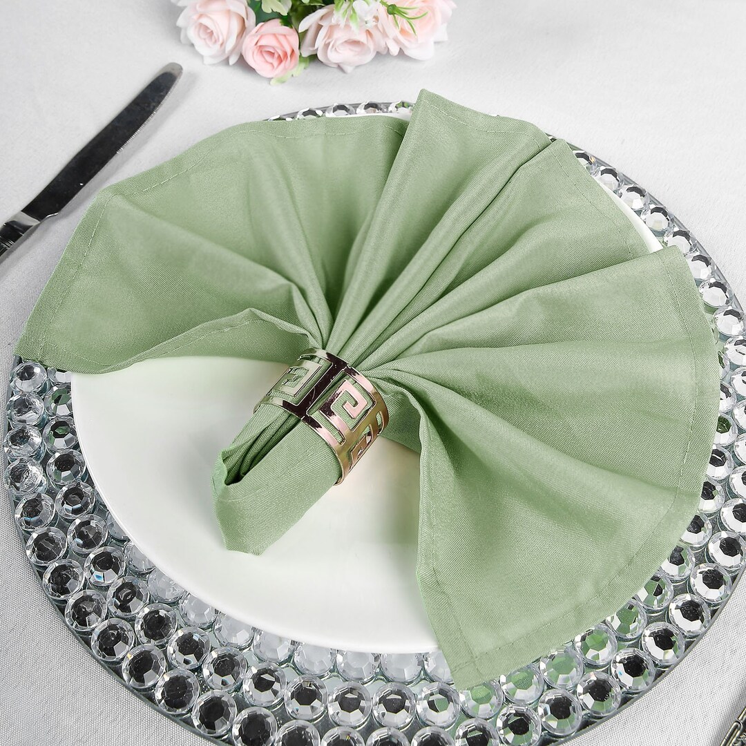 Pack of 5 | Sage Green Polyester Napkins, Wedding Dinner Napkins - 17 ...