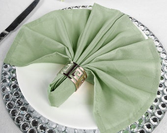 Pack of 5 | Sage Green Polyester Napkins, Wedding Dinner Napkins - 17"x17"
