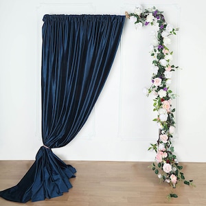 8Ft x 8Ft Navy Blue Velvet Backdrop Drapes, Curtains with Rod Pockets, Curtain Panels, PhotoBooth Backdrop, Photo Backdrop