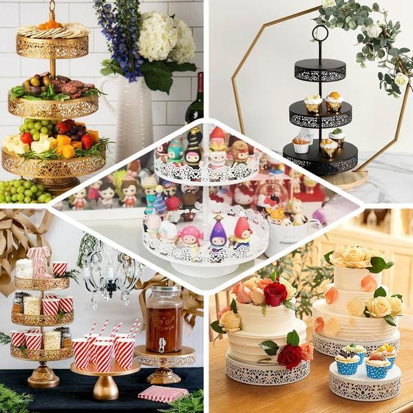 2 /3 Tier Cake Stand Fruit Plate Display T-shaped Rack Holder Handle Wedding DIY 