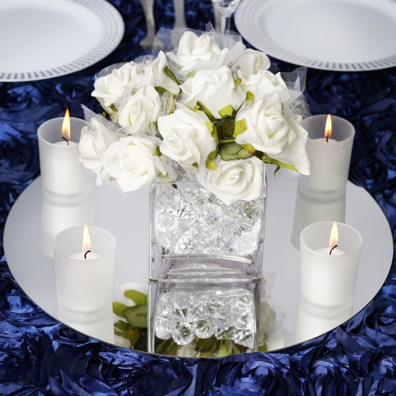 4 Pack | 14inch Round Glass Mirrors, Decorative Mirrors, Round Mirrors, Table Mirrors, Mirror Centerpieces, Candle Mirror, Wedding Table Decor