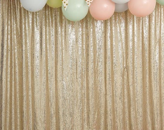 Champagne Glitz Sequin Backdrop, Photo Booth Backdrop Sequin Drapes, Wedding Sequin Photo Background With Rod Pocket - 8FTx8FT