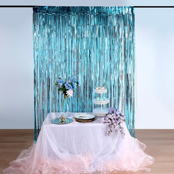 Metallic Photo Booth Backdrop Tinsel Silver Foil Fringe Curtain