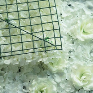 11 Sq Ft - 4 Panels Cream Silk Rose & Hydrangea Flower Wall Panel for ...