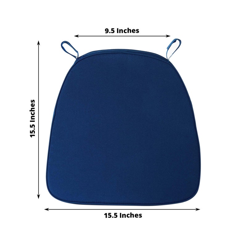 2inch Thick Navy Blue Chiavari Chair Pad, Memory Foam Seat Cushion With Ties and Removable Cover