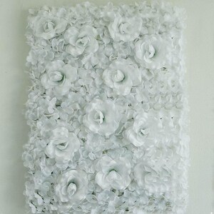 11 Sq Ft - 4 Panels White Silk Rose & Hydrangea Flower Wall Panel for ...