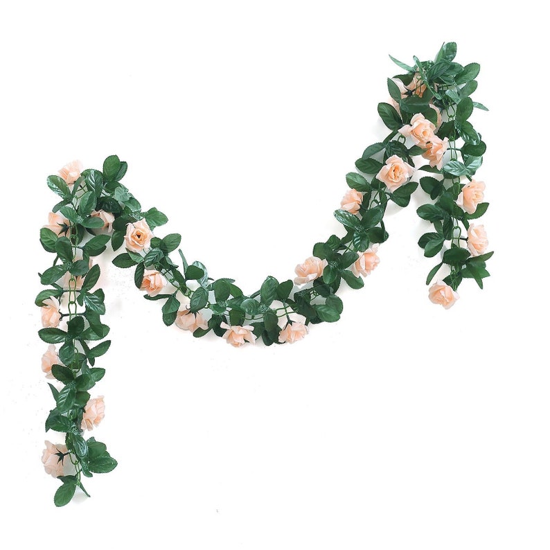 6FT Peach Artificial Rose Flower Garland Greenery Garland Etsy