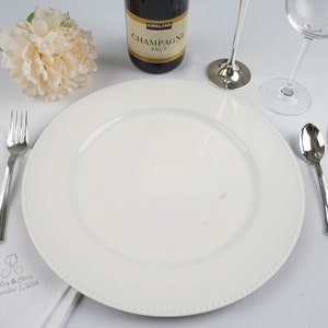 13&quot; Beaded Acrylic Charger Plates, Plate Chargers, Round Charger Plates, Dining & Serving, Reception Table, Dinner Party - Set of 6 | White