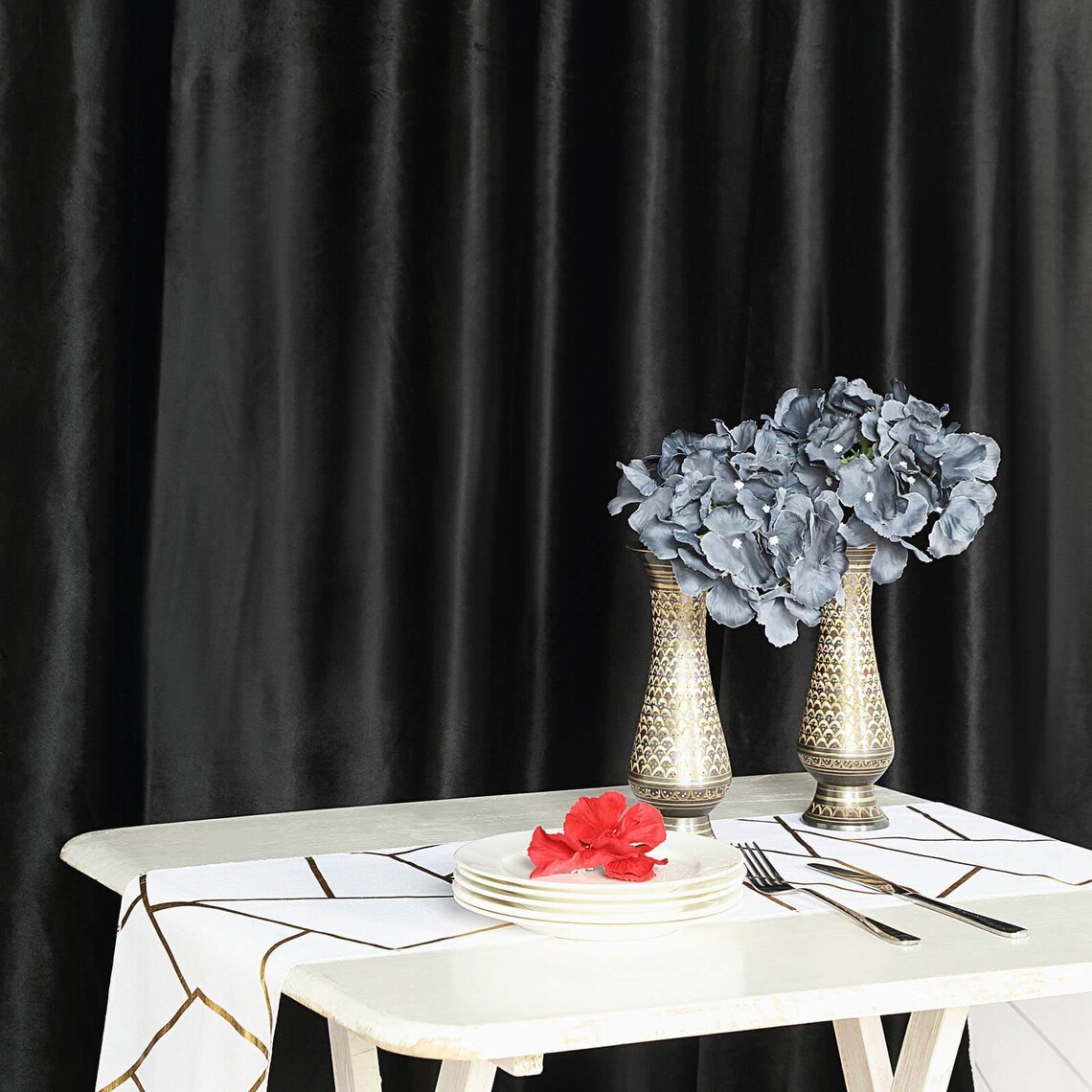 8Ft x 8Ft Black Velvet Backdrop Drapes Curtains with Rod Etsy